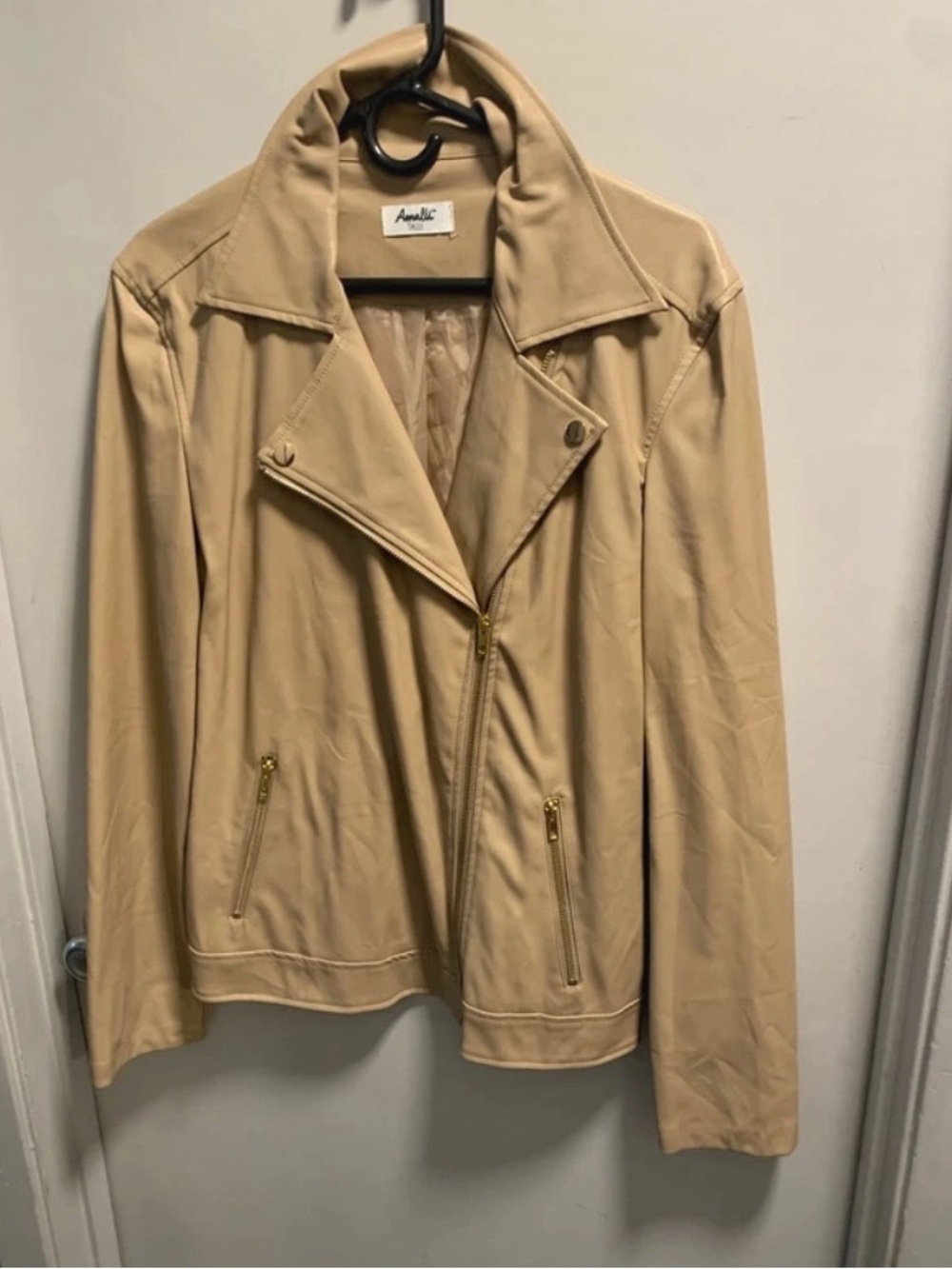 EUC Size L Faux Leather Amalli Talli Tan Jacket